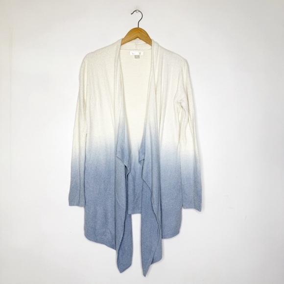 Barefoot Dreams Cozy Gradient Open Front Cardigan Sweater White Blue Small Med - Picture 2 of 7